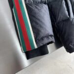 Gucci Men GG Nylon Jacquard Jacket Web Black Stripe Lined Fixed Hood Rib Cuffs - Image 6