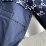 Gucci Men GG Ripstop Fabric Zip Jacket Blue Ivory GG Padded Detachable Sleeves - Imagen 7