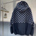 Gucci Men GG Ripstop Fabric Zip Jacket Blue Ivory GG Padded Detachable Sleeves - Imagen 3