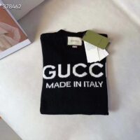 Gucci Men GG Wool Top Gucci Intarsia Black Ivory Wool Crewneck Dropped Shoulder Long Sleeves Rib (8)