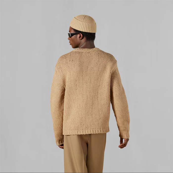 Gucci Men GG Wool Top Gucci Intarsia Camel Wool Crewneck Dropped Shoulder Long Sleeves Rib (3)