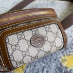 Gucci Unisex Belt Bag Interlocking G Beige Ebony GG Supreme Canvas Brown Leather - Image 4