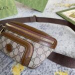 Gucci Unisex Belt Bag Interlocking G Beige Ebony GG Supreme Canvas Brown Leather - Image 8