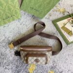 Gucci Unisex Belt Bag Interlocking G Beige Ebony GG Supreme Canvas Brown Leather - Image 7