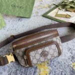 Gucci Unisex Belt Bag Interlocking G Beige Ebony GG Supreme Canvas Brown Leather - Image 2
