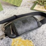 Gucci Unisex Belt Bag Interlocking G Black GG Supreme Canvas Black Leather – Image 5
