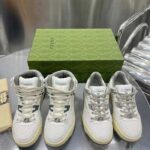 Gucci Unisex Distressed Effect Sneaker Off White Leather Interlocking G Rubber Flat – Bild 8