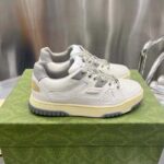 Gucci Unisex Distressed Effect Sneaker Off White Leather Interlocking G Rubber Flat – Bild 2