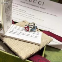 Gucci Unisex GG Heart Ring Interlocking G 925 Sterling Silver Red Enamel (7)