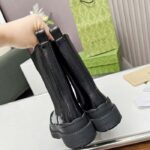 Gucci Unisex GG Interlocking G Boots Black Leather Rubber Sole Flat 1.5 CM Heel – Bild 7