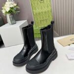 Gucci Unisex GG Interlocking G Boots Black Leather Rubber Sole Flat 1.5 CM Heel – Bild 4