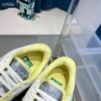 Gucci Unisex GG MAC80 Sneaker Off White Yellow Leather Grey Fabric Interlocking G Round Toe Rubber Flat (11)