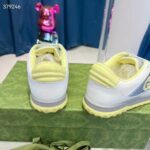 Gucci Unisex GG MAC80 Sneaker Off White Yellow Leather Grey Fabric Interlocking G Round Toe Rubber Flat – Image 4