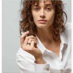 Gucci Unisex GG Ring Interlocking G 925 Sterling Silver Black Enamel Decorative Ridge - Image 6