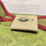 Gucci Unisex GG Ring Interlocking G 925 Sterling Silver Turquoise Enamel Textured Trim - immagine 2