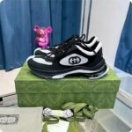 Gucci Unisex GG Run Sneaker Black Suede Interlocking G Bi-Color Rubber Lace-Up Low-Heel - Image 2