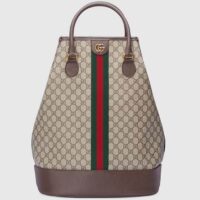 Gucci Unisex GG Savoy Duffle Bag Beige Ebony GG Supreme Canvas (5)