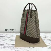 Gucci Unisex GG Savoy Duffle Bag Beige Ebony GG Supreme Canvas (5)