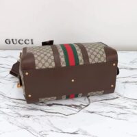 Gucci Unisex GG Savoy Small Duffle Bag Beige Ebony GG Supreme Canvas (12)