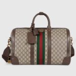 Gucci Unisex GG Savoy Small Duffle Bag Beige Ebony GG Supreme Canvas