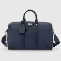 Gucci Unisex GG Savoy Small Duffle Bag Blue Black GG Supreme Canvas (10)