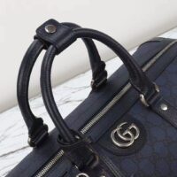 Gucci Unisex GG Savoy Small Duffle Bag Blue Black GG Supreme Canvas (10)