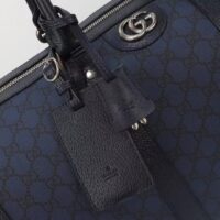 Gucci Unisex GG Savoy Small Duffle Bag Blue Black GG Supreme Canvas (10)