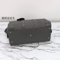 Gucci Unisex GG Savoy Small Duffle Bag Grey Black GG Supreme Canvas (11)