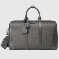 Gucci Unisex GG Savoy Small Duffle Bag Grey Black GG Supreme Canvas (11)