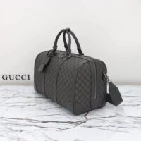 Gucci Unisex GG Savoy Small Duffle Bag Grey Black GG Supreme Canvas (11)