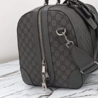 Gucci Unisex GG Savoy Small Duffle Bag Grey Black GG Supreme Canvas (11)