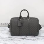Gucci Unisex GG Savoy Small Duffle Bag Grey Black GG Supreme Canvas - Imagen 2
