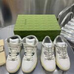 Gucci Unisex High Top Distressed Effect. Sneaker Off White Leather Interlocking G Rubber Flat – Bild 7