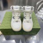 Gucci Unisex High Top Distressed Effect. Sneaker Off White Leather Interlocking G Rubber Flat – Bild 5