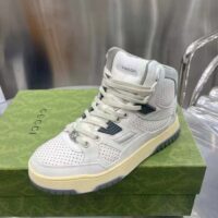 Gucci Unisex High Top Distressed Effect. Sneaker Off White Leather Interlocking G Rubber Flat (7)