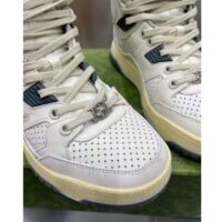 Gucci Unisex High Top Distressed Effect. Sneaker Off White Leather Interlocking G Rubber Flat (7)