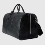 Gucci Unisex Jumbo GG Large Duffle Bag Black Leather Double G Zip Closure - Image 3