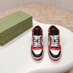 Gucci Unisex Mac80 High Top Sneaker Off Black Red Leather Round Toe Rubber Sole Flat - Image 5