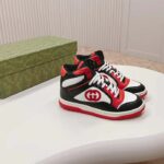 Gucci Unisex Mac80 High Top Sneaker Off Black Red Leather Round Toe Rubber Sole Flat - Image 3