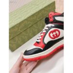 Gucci Unisex Mac80 High Top Sneaker Off Black Red Leather Round Toe Rubber Sole Flat - Image 9