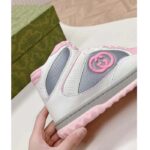 Gucci Unisex Mac80 High Top Sneaker Off White Pink Leather Round Toe Rubber Sole Flat – Bild 8