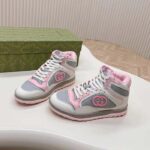 Gucci Unisex Mac80 High Top Sneaker Off White Pink Leather Round Toe Rubber Sole Flat – Bild 5