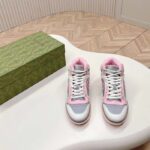 Gucci Unisex Mac80 High Top Sneaker Off White Pink Leather Round Toe Rubber Sole Flat – Bild 4