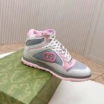 Gucci Unisex Mac80 High Top Sneaker Off White Pink Leather Round Toe Rubber Sole Flat – Bild 2