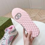 Gucci Unisex Mac80 High Top Sneaker Off White Pink Leather Round Toe Rubber Sole Flat – Bild 9