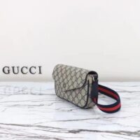 Gucci Unisex Ophidia Mini Bag Beige Blue GG Supreme Canvas Double G (8)