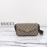 Gucci Unisex Ophidia Mini Bag Beige Ebony GG Supreme Canvas Brown Leather Double G - Image 2