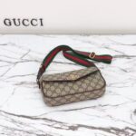 Gucci Unisex Ophidia Mini Bag Beige Ebony GG Supreme Canvas Brown Leather Double G - Image 4
