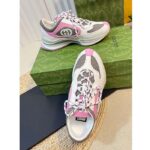 Gucci Unisex Run Sneaker Ivory Pink Suede Interlocking G Bi-Color Rubbe Low Heel - Image 7