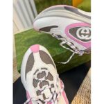 Gucci Unisex Run Sneaker Ivory Pink Suede Interlocking G Bi-Color Rubbe Low Heel - Image 10